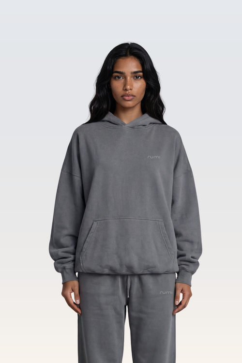 U Moon Dento Sweatshirt Oversize Fleece + Hoodie - Stone