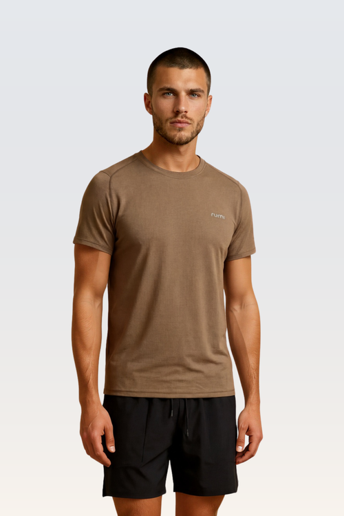 U Sun Fit Tee Waffle - Cocoa