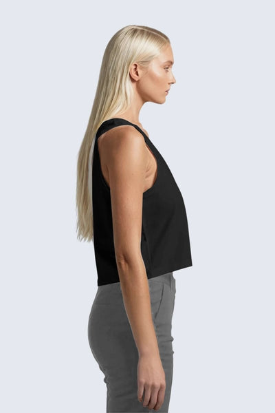 Rumi Earth - W Moon Air Cropped Singlet Tank - Black - R131221BKP - Tops