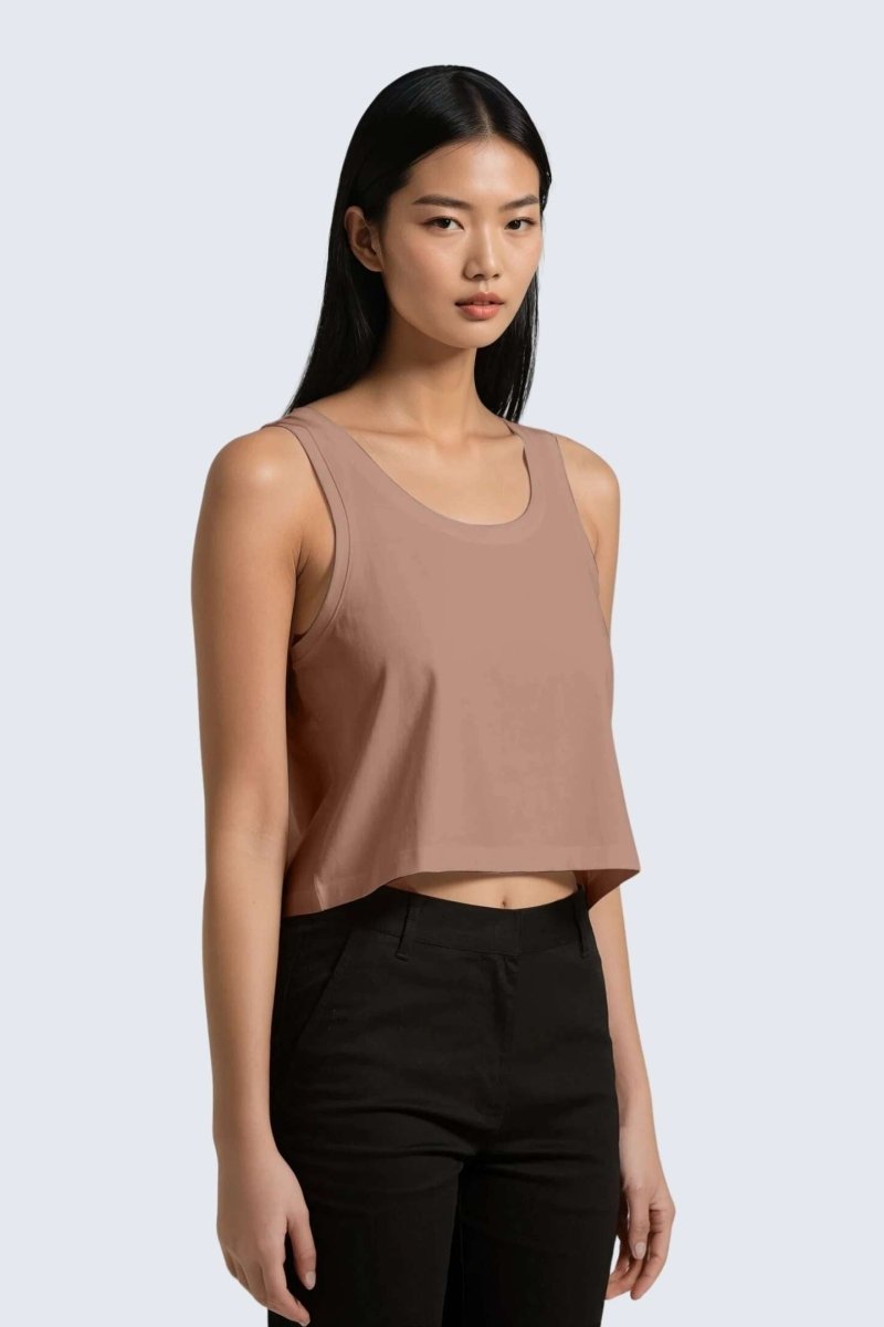 C rumi⭐︎ Rumi Earth - W Moon Cropped Ribbed Tank - Snow - R131222