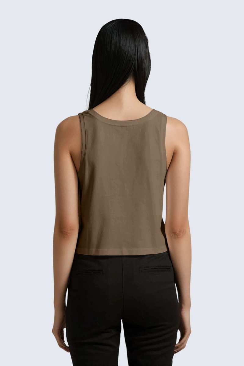 Rumi Earth - W Moon Air Cropped Singlet Tank - Wood - R131221WDP - Tops