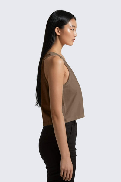 Rumi Earth - W Moon Air Cropped Singlet Tank - Wood - R131221WDP - Tops