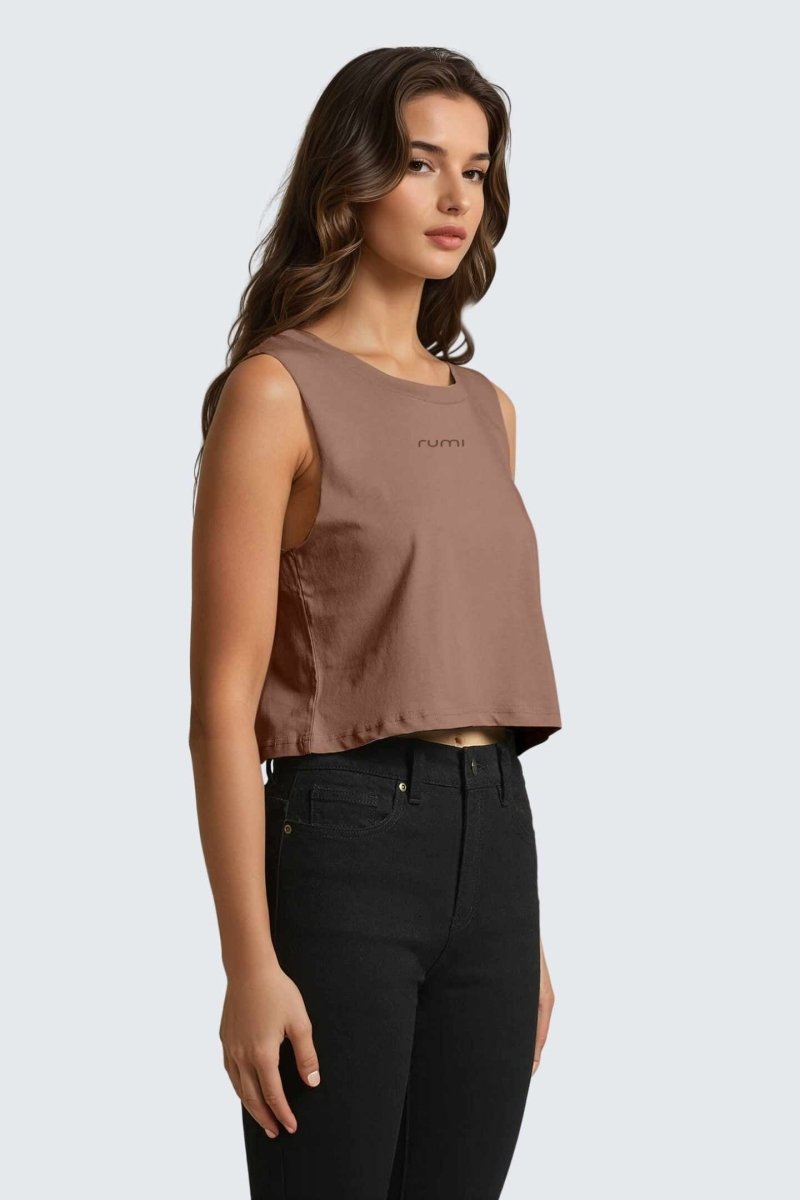 Rumi Earth - W Moon Air Cropped Tank - Rose Deep - R131220RPP - Tops
