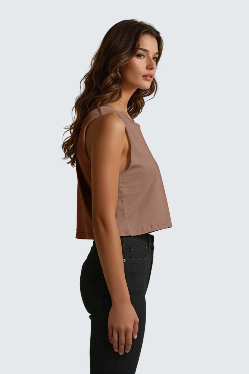 Rumi Earth - W Moon Air Cropped Tank - Rose Deep - R131220RPP - Tops