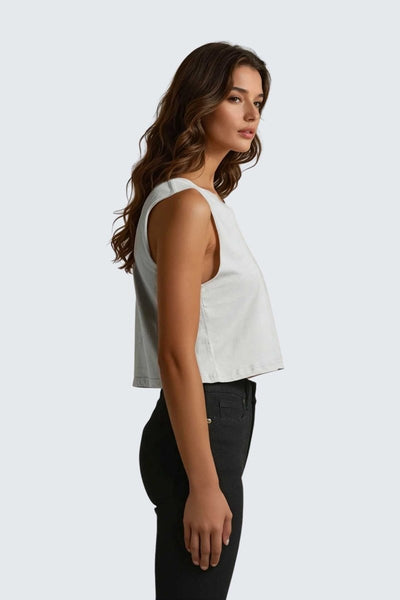 Rumi Earth - W Moon Air Cropped Tank - Stone - R131220SEP - Tops