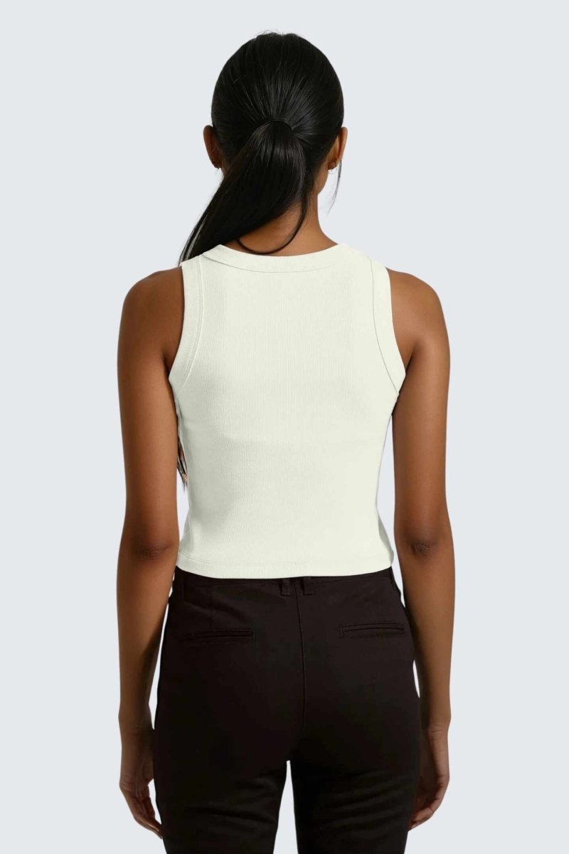 Rumi Earth - W MoonRib Cropped Tank - Natural - R131222NLP - Tops