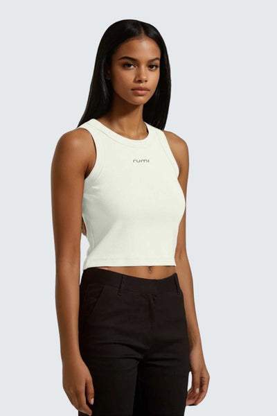 Rumi Earth - W MoonRib Cropped Tank - Natural - R131222NLP - Tops
