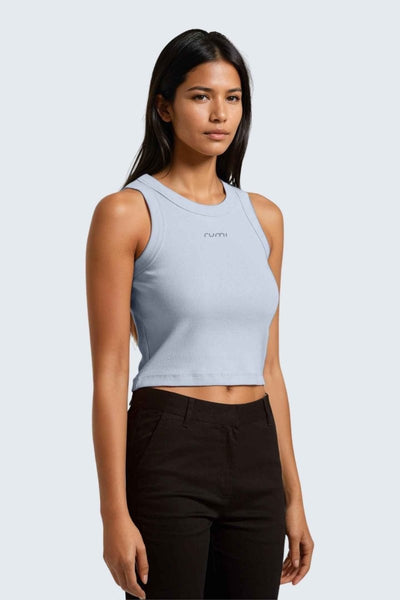 Rumi Earth - W MoonRib Cropped Tank - Ocean Light - R131222OTP - Tops
