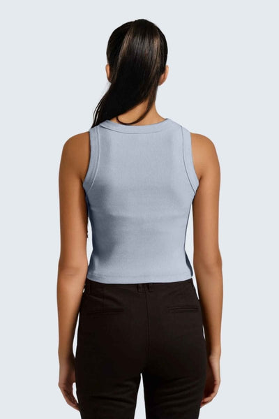 Rumi Earth - W MoonRib Cropped Tank - Ocean Light - R131222OTP - Tops