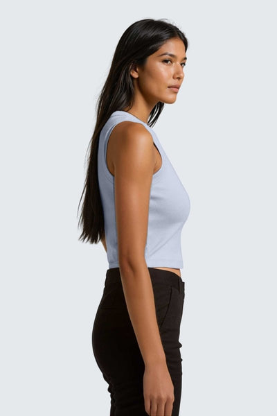 Rumi Earth - W MoonRib Cropped Tank - Ocean Light - R131222OTP - Tops