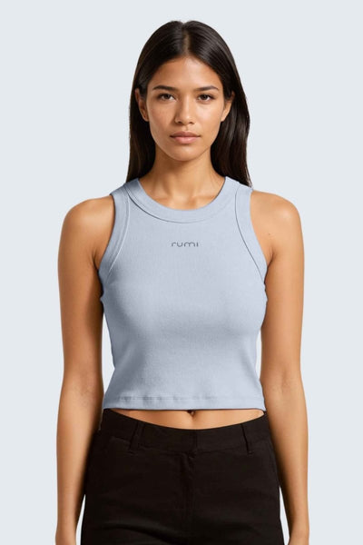 Rumi Earth - W MoonRib Cropped Tank - Ocean Light - R131222OTP - Tops