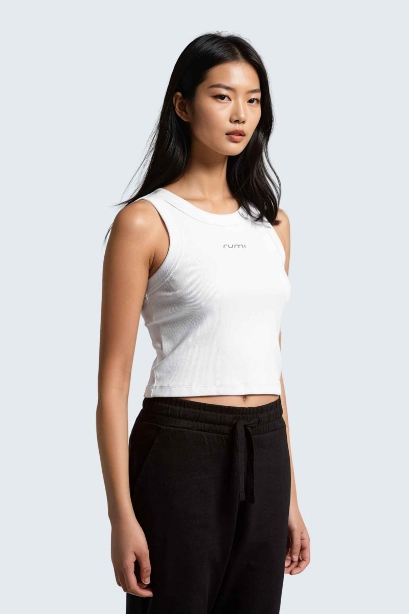 Rumi Earth - W MoonRib Cropped Tank - Snow - R131222SWP - Tops