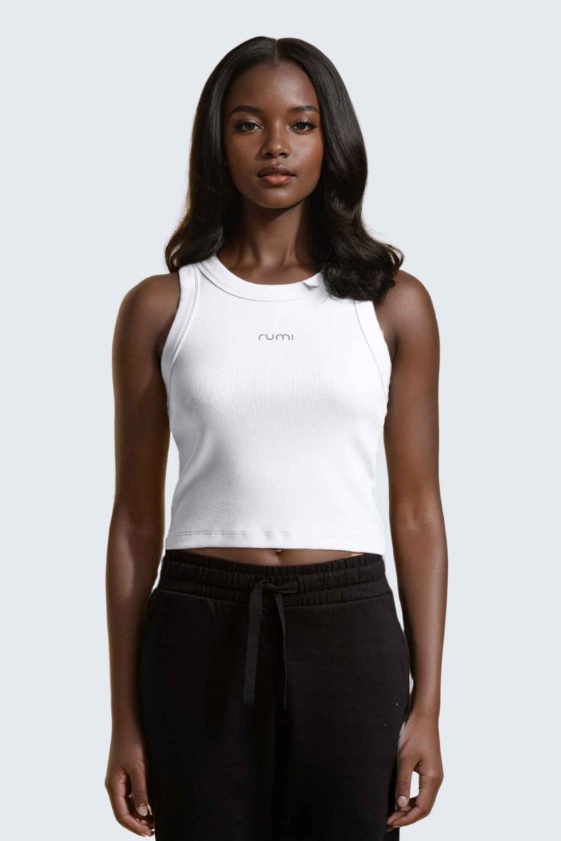 Rumi Earth - W MoonRib Cropped Tank - Snow - R131222SWP - Tops