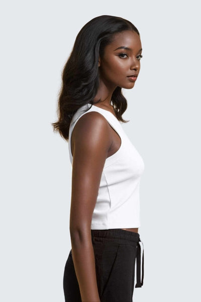 Rumi Earth - W MoonRib Cropped Tank - Snow - R131222SWP - Tops