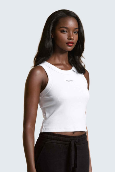 Rumi Earth - W MoonRib Cropped Tank - Snow - R131222SWP - Tops
