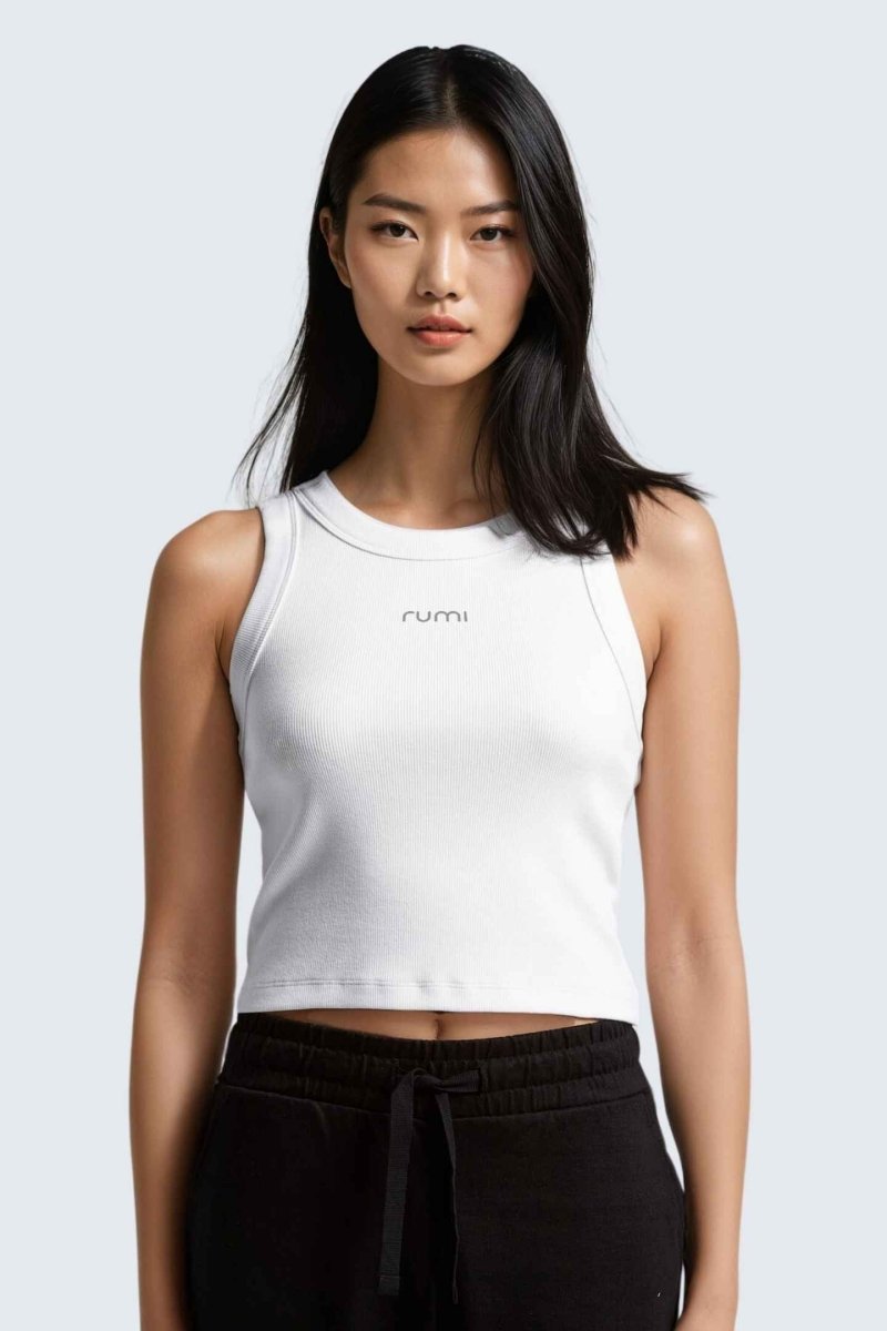 Rumi Earth - W MoonRib Cropped Tank - Snow - R131222SWP - Tops
