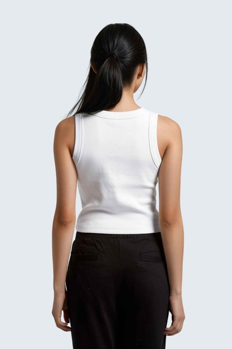 Rumi Earth - W MoonRib Cropped Tank - Snow - R131222SWP - Tops
