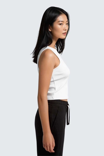 Rumi Earth - W MoonRib Cropped Tank - Snow - R131222SWP - Tops