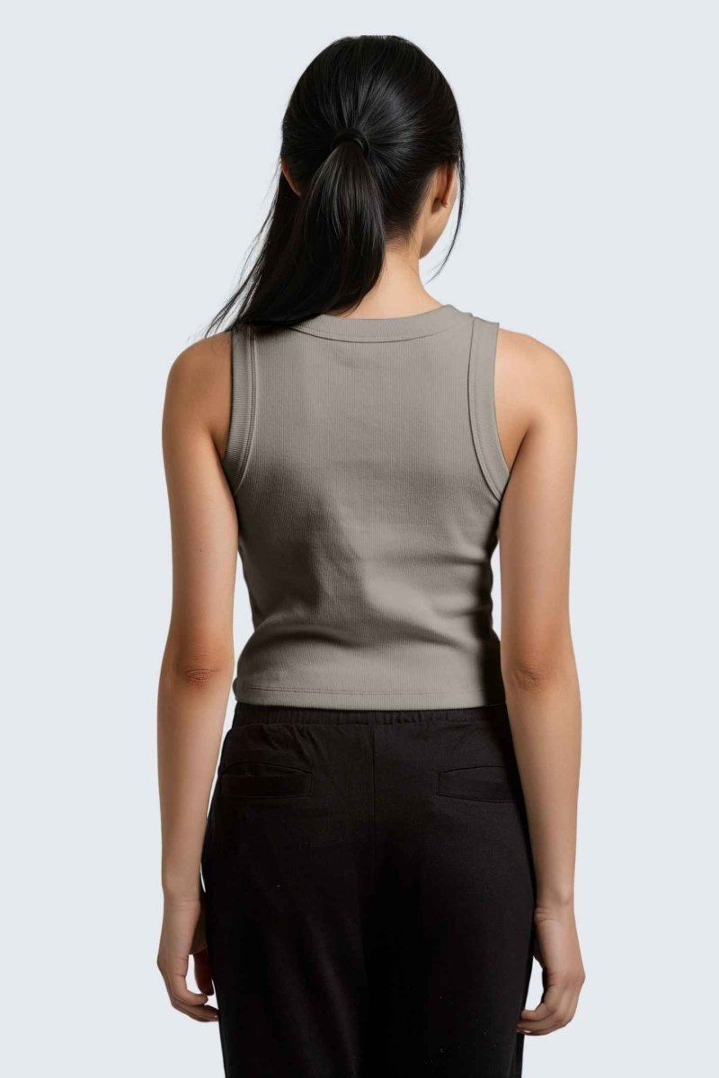 Rumi Earth - W MoonRib Cropped Tank - Stone - R131222SEP - Tops