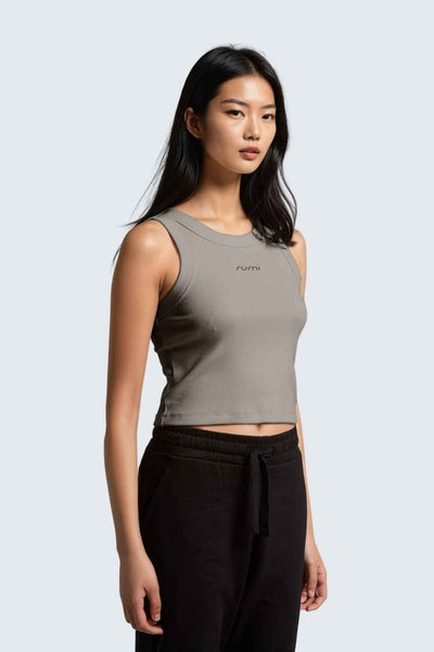 Rumi Earth - W MoonRib Cropped Tank - Stone - R131222SEP - Tops