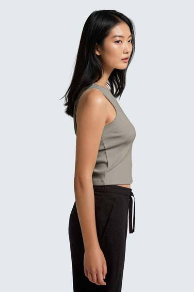 Rumi Earth - W MoonRib Cropped Tank - Stone - R131222SEP - Tops