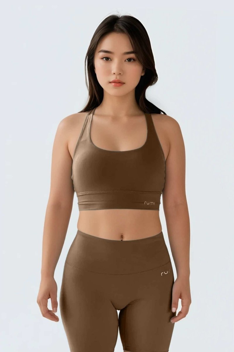 Rumi Earth - W SunSoft Stringy Crop Top Bra - Cocoa - R128230CAP - Bras