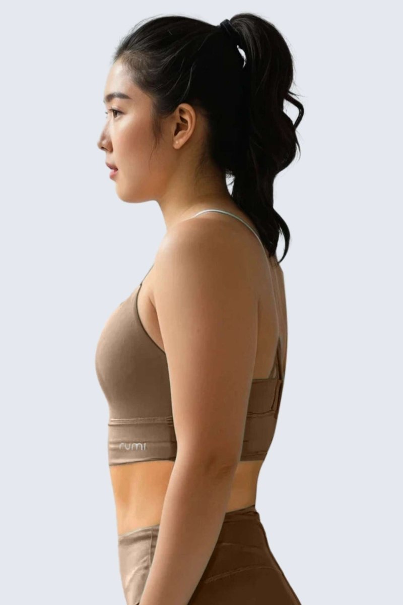 Rumi Earth - W SunSoft Stringy Crop Top Bra - Cocoa - R128230CAP - Bras